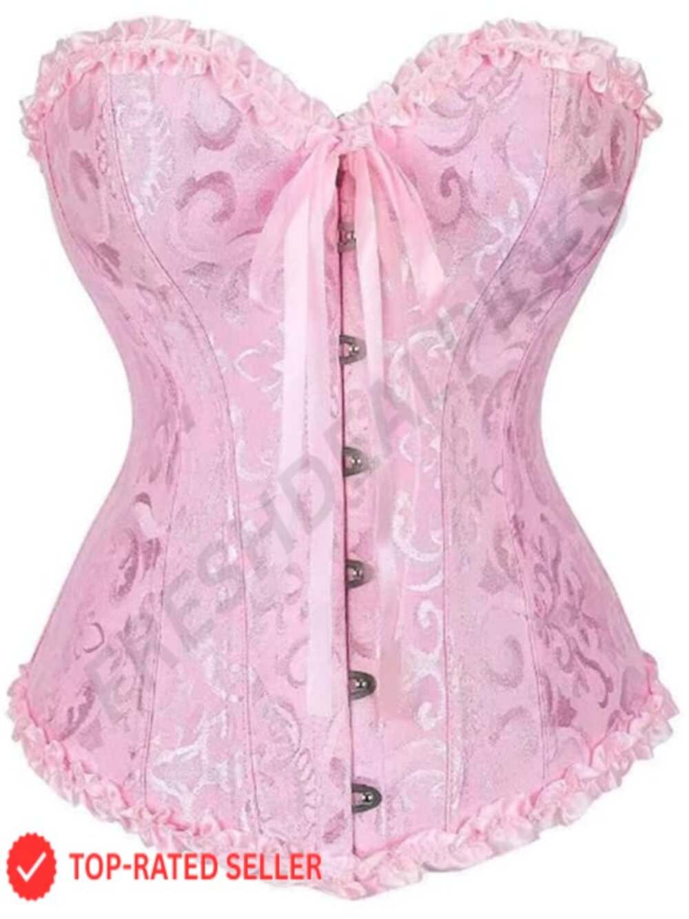 Lace Bustier Corset Top Steel Boned Push-Up Overbust Shapewear